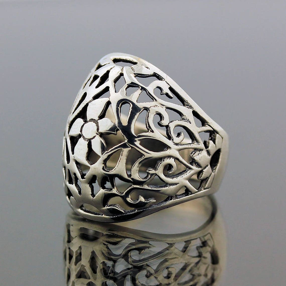 Unique Bali Style Silver Ring // 925 Sterling Silver // Ring Etsy