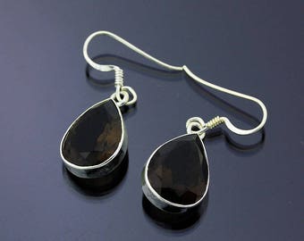 Brown Topaz Earrings  Sterling Silver, 1 1/4 Inch Earrings Handmade Jewelry