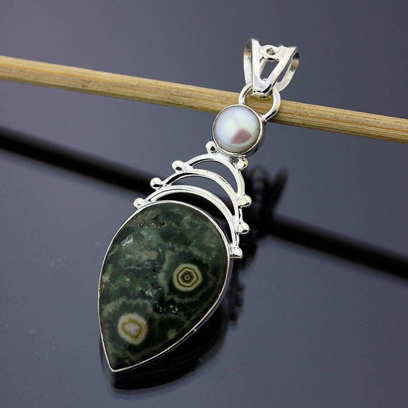 Ocean Jasper Pendant // 925 Sterling Silver // 1 5/8 Inch - Etsy