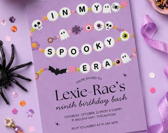 Spooky Era Birthday Invitation Template | Pastel Halloween Party Invite (Digital Download)