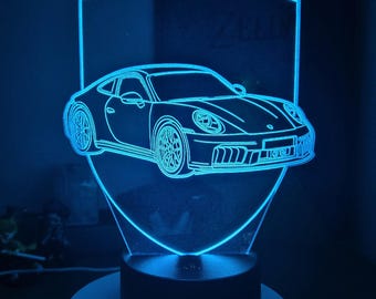 Benutzerdefinierte inspirierte Porsche 911 Carrera GTS LED-Licht | Personalisiertes graviertes Geschenk | USB oder Batterie