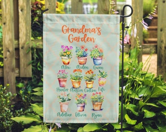 Grandma's Garden- Flower Pots - Garden House Flag- Mothers Day