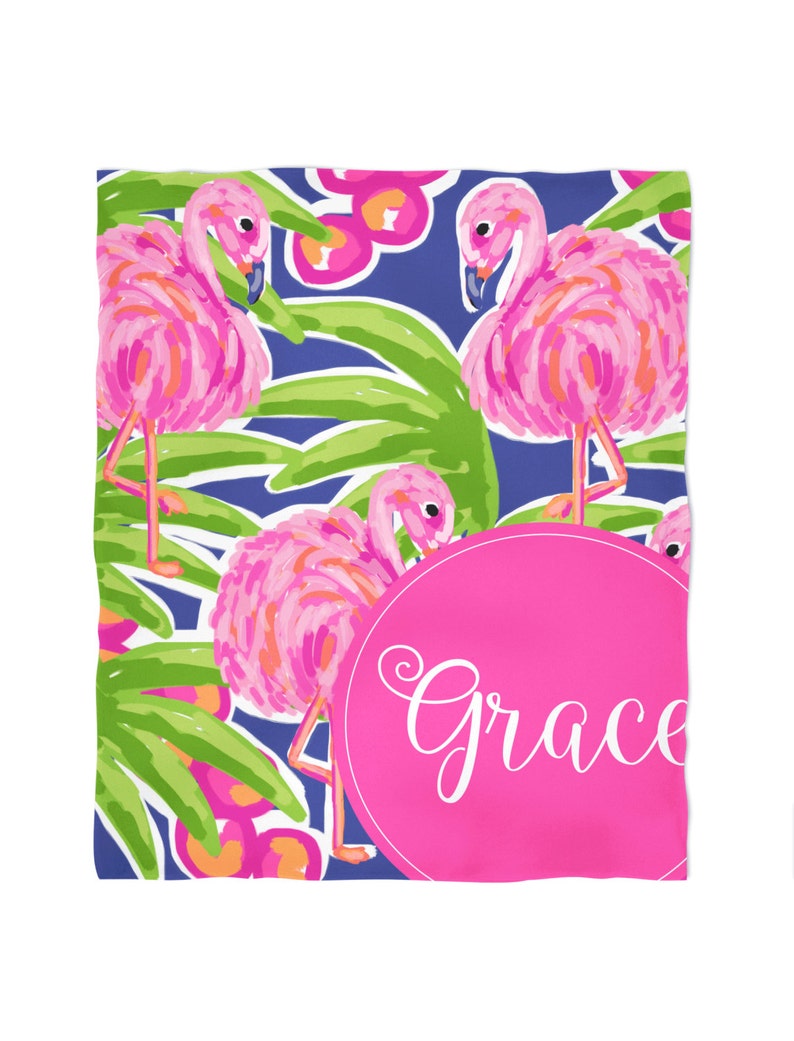 Personalized Throw Blanket Pink Flamingo Blanket Etsy