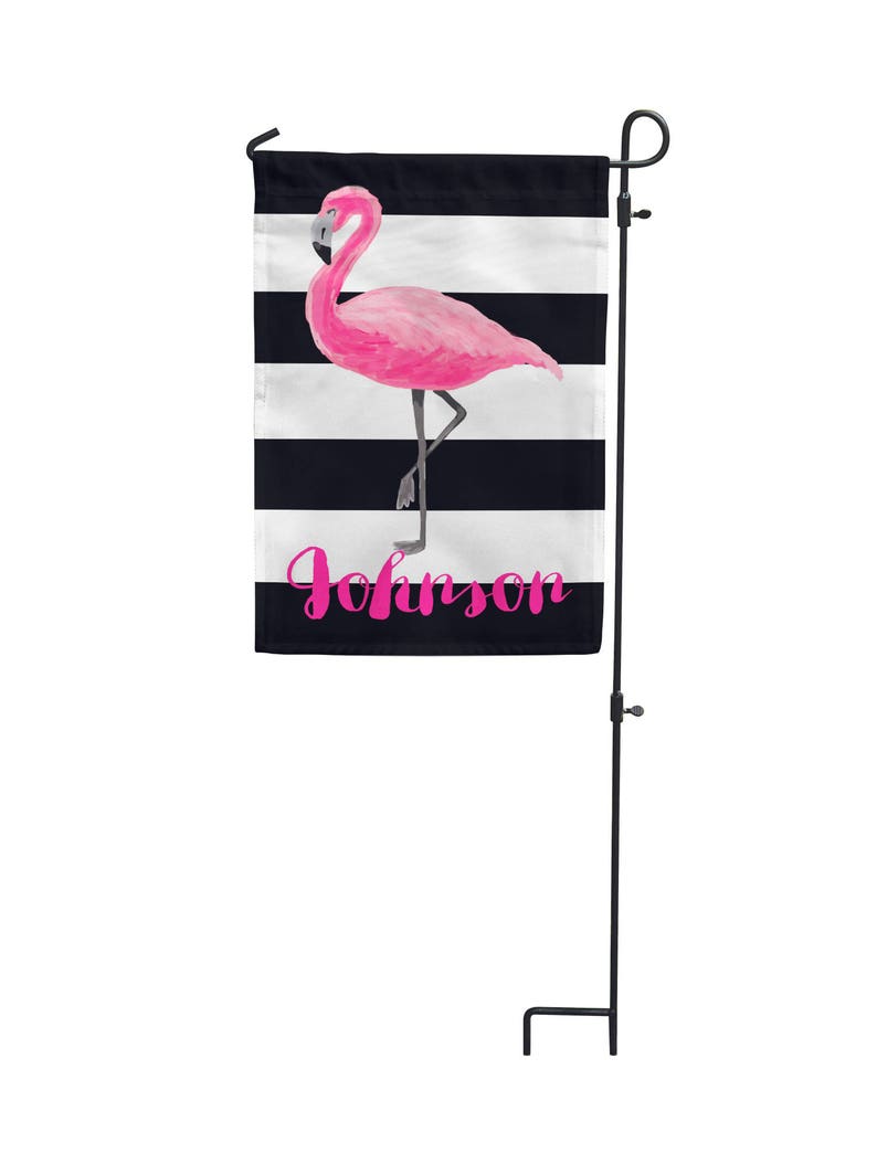 Black and White Striped Flamingo Personalized Garden Flag - Etsy