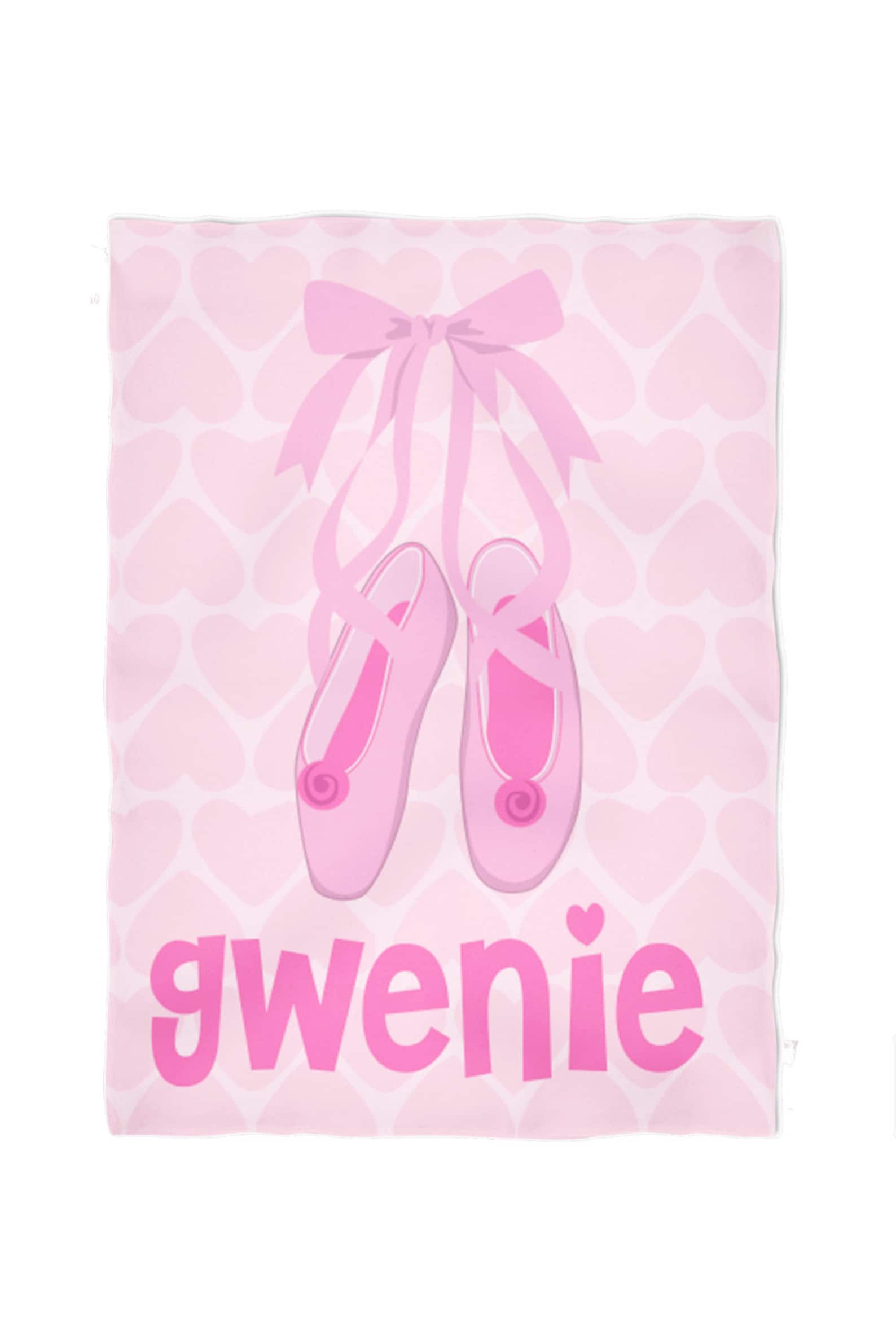 personalized throw blanket- pink ballet shoes blanket