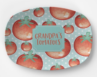 Personalized Platter | Tomatoes| Plastic Dinnerware | Family Name Plate | Garden Plate | Tin Tree Gifts Custom