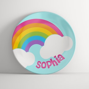 Personalized Plate Rainbow - Custom Gift for Girls