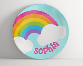 Personalized Plate Rainbow - Custom Gift for Girls