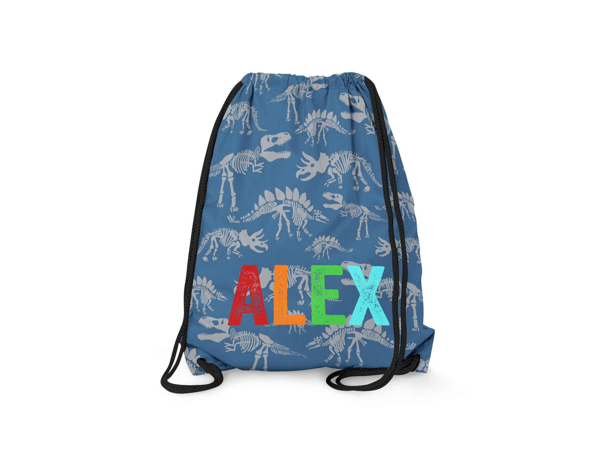 personalised dinosaur drawstring bag
