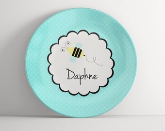 Personalized Plate Buzzing Bee - Custom Birthday Gift for Girls