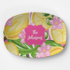 Pink Lemonade Personalized Platter - Tin Tree Gifts Custom Dinnerware