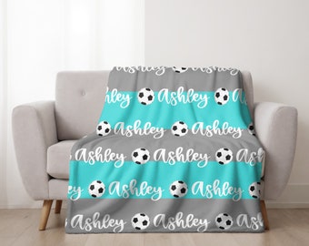 Tin Tree Gifts Custom Blanket for Soccer Player Personalized Throw for Kids