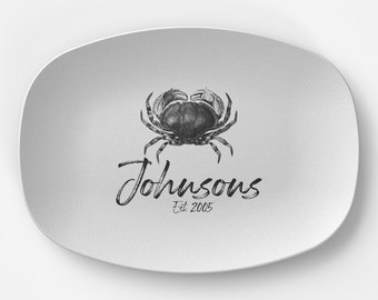 Tin Tree Gifts Custom Beach Platter - Crab Family Name Dinnerware