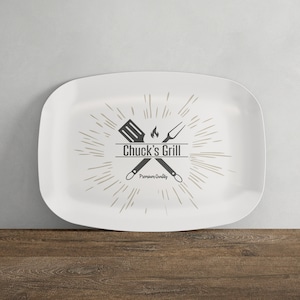Grill Master Personalized Platter | Custom Fathers Day gift for Dad | Personalized Grill Plate