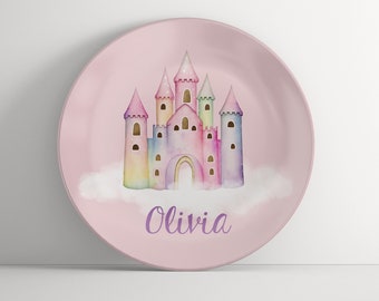 Personalized Plate - Princess Castle - Custom Birthday Gift for Girls