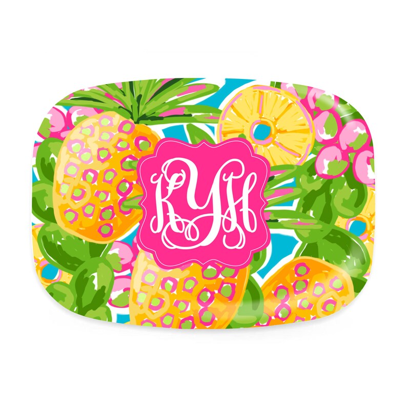 Personalized Platter Coastal Customized Melamine Platter Pineapple