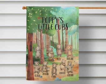 Grandpa's Little Cubs Fathers Day Garden House Flag