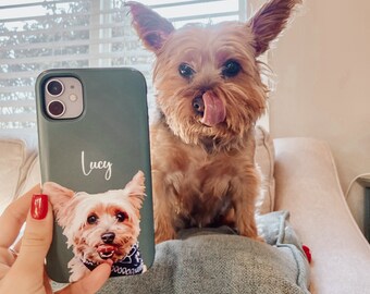 Custom Pet Portrait Personalized Phone Case | Watercolor Painting Drawing From Photo Dog | iPhone 15