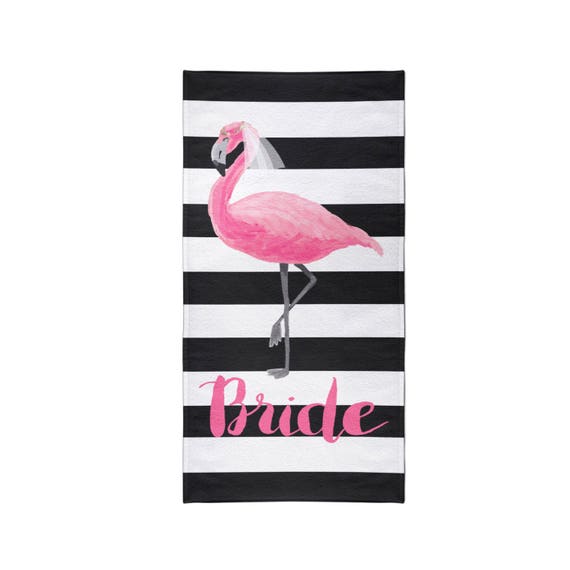 Flamant Rose Mariée Personnalisé Plage Serviette Lune De Miel