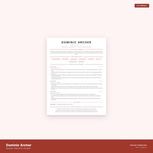Gedurfd cv-sjabloon, cv met rood accent, ATS-vriendelijk cv, sectiescheiding, sollicitatiebrief, cv voor software-ingenieur, technisch cv, woord