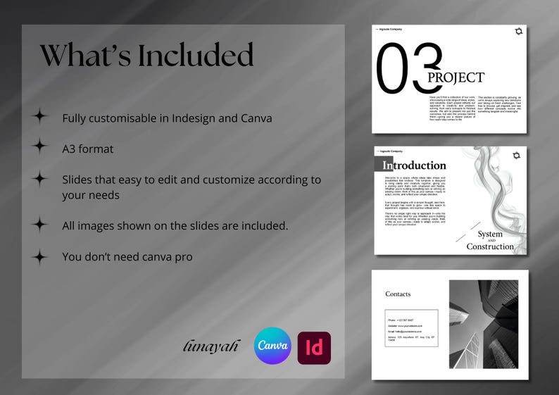Introduction Heading Indesign Architect/interior Design Portfolio Template: Indesign (A3) and Canva ...