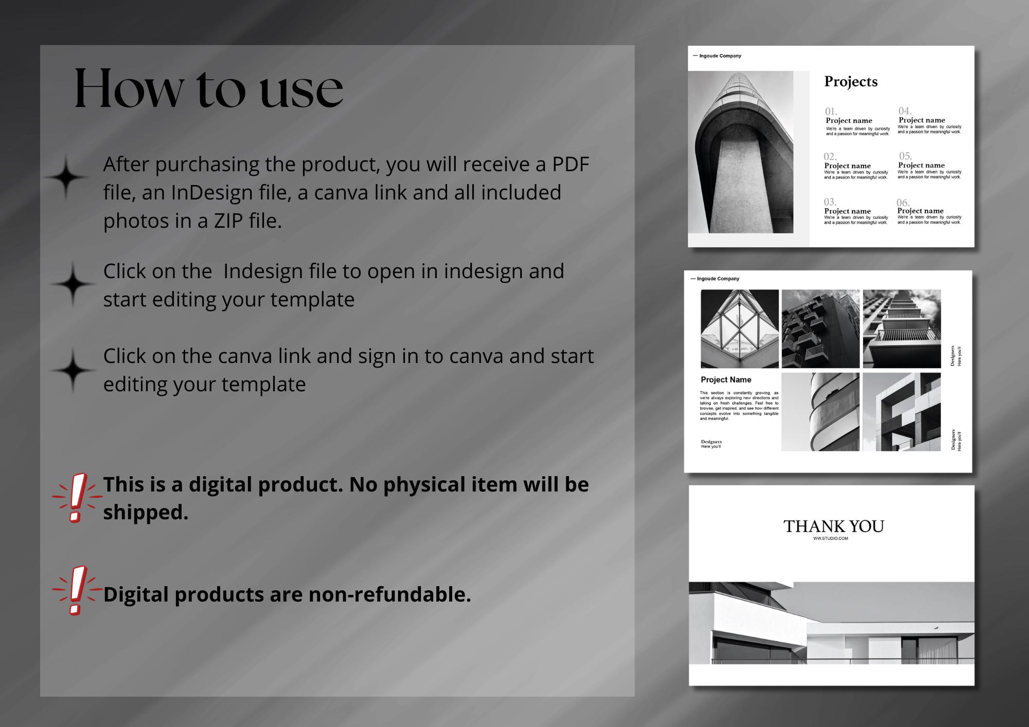 Architect/interior Design Portfolio Template: Indesign (A3) and Canva ...