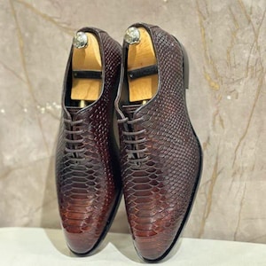 Zapatos Oxford de piel de pitón hechos a mano / Zapatos exóticos de vestir para hombre
