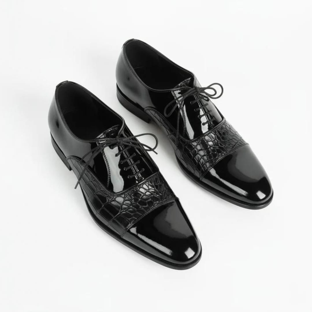 Handmade Black Patent Leather Oxfords for Men Luxury Formal Shoes - Etsy