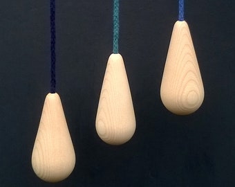 Large Ash Peardrop Lightpull With Coloured Cord