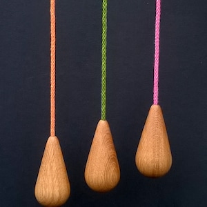 Large Oak Peardrop Lightpull With Coloured Cord image 3