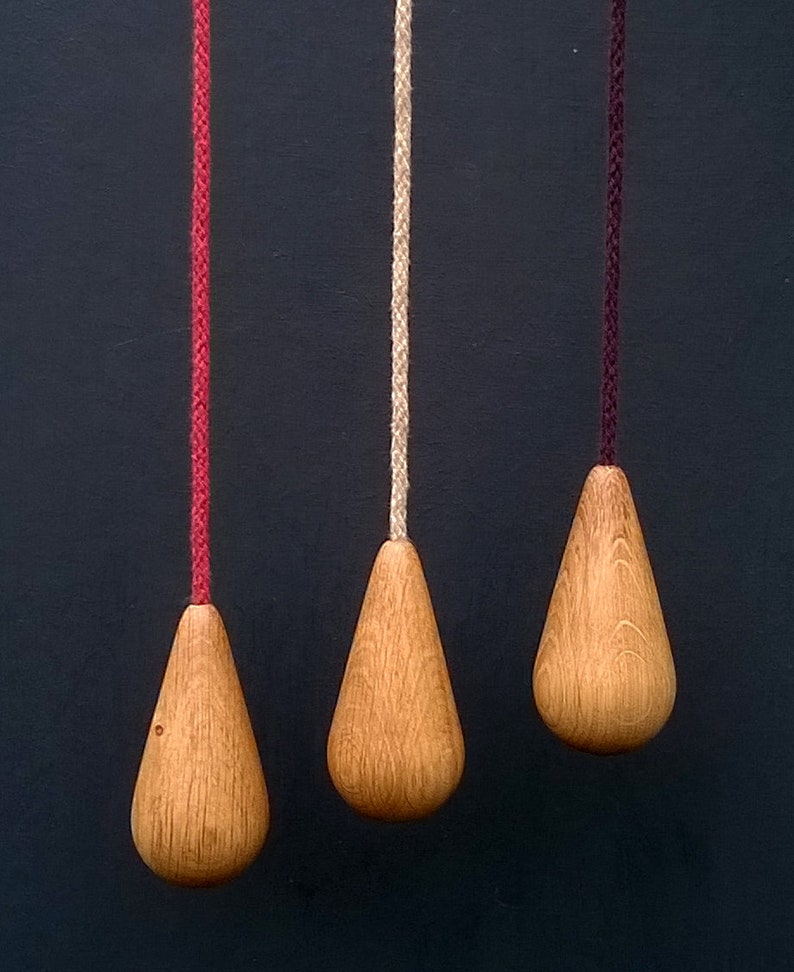 Large Oak Peardrop Lightpull With Coloured Cord image 2