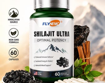 Gélules au shilajit de l'Himalaya – Énergie naturelle et augmentation de l'endurance pour homme – 60 gélules – Supplément minéral d'acide fulvique