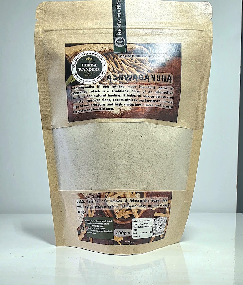 Ashwagandha by Herba wanders. Net wt- 200g. Product of Nepal. image 1