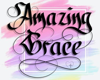 Grace Calligraphy Print – Christian Wall Art Digital Download