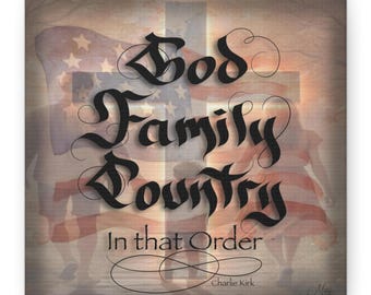 God Family Country Calligraphy Matte Canvas