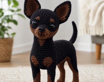 Chihuahua-virkmönster PDF | Amigurumi-hundhandledning | Virkmönster för minihundar | Söt valpplysch | Virkad gåva för husdjur