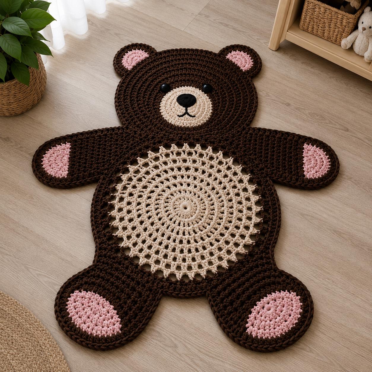 Crochet Bear Rug Pattern | Nursery Floor Mat, Kids Room Decor (digital ...