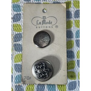 VINTAGE METAL SILVER Buttons, Set Of Two La Mode Buttons
