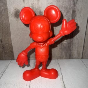 Vintage Disney Red Mickey Mouse Marx Collectible Plastic Figure Toy 1970's image 1