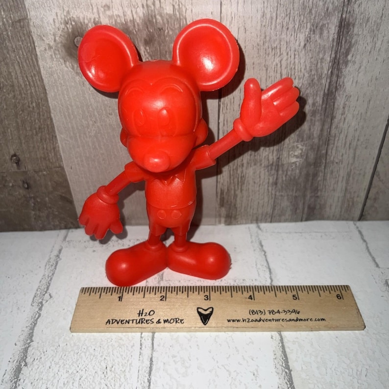 Vintage Disney Red Mickey Mouse Marx Collectible Plastic Figure Toy 1970's image 7