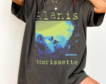 Camiseta de Alanis Morissette con colores cómodos / Camiseta retro de rock de los 90 / Merchandising de conciertos clásicos
