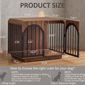 Mid-Century Modern Dog Crate Furniture, Fluted Wooden Pet Kennel, Heavy Duty Indoor Dog House, Decorative End Table for Small to Medium Dogs image 4