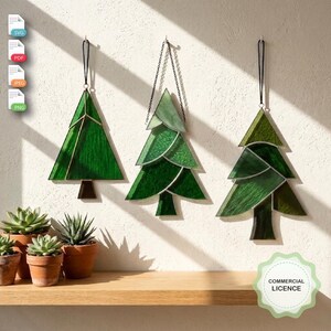 Weihnachtsmotiv-Glasmalerei mit Kiefernzapfen, digitale Vorlagen für weihnachtliche Sonnenfänger, digitaler Download