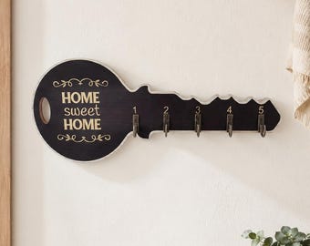 Soporte de pared de madera para llaves / Organizador de entrada para el hogar, 5 ganchos