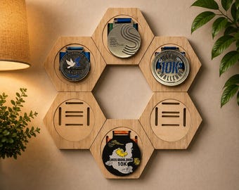 Estante de madera para 6 medallas / Organizador de premios deportivos / Decoración para regalos de atletas