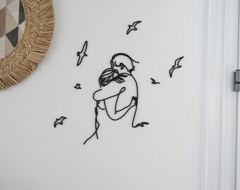Decoración de pared | PLA minimalista | Pareja de pájaros