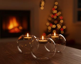 Portavelas redondo de cristal para velas pequeñas, portavelas flotante, centro de mesa para bodas, decoración romántica para el hogar.