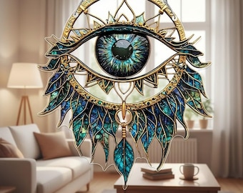 Adorno de pared místico con forma de ojo turco, decoración gótica para ventana, atrapasol, adorno bohemio de bruja, regalo celestial para el hogar