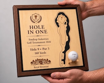 Hole-in-One Custom Engraved Golf Course Map | Handmade Wooden Wall Art