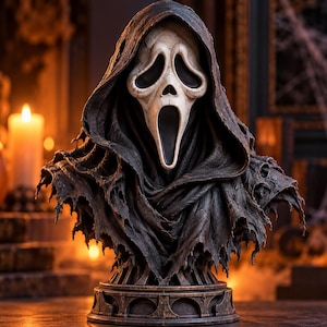 Ghost Mask Slasher Bust Horror Movie Killer STL + 3MF Bambu Lab AMS Multicolor Scalable All Scales Fdm Sla